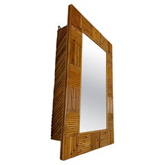 Vintage Bamboo Bathroom Mirror Cabinet - Italy, 1960s