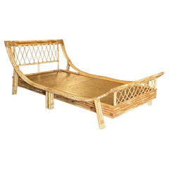 Bamboo and Rattan Bed Frame – Mid-Century Tropical Boho, 1970s