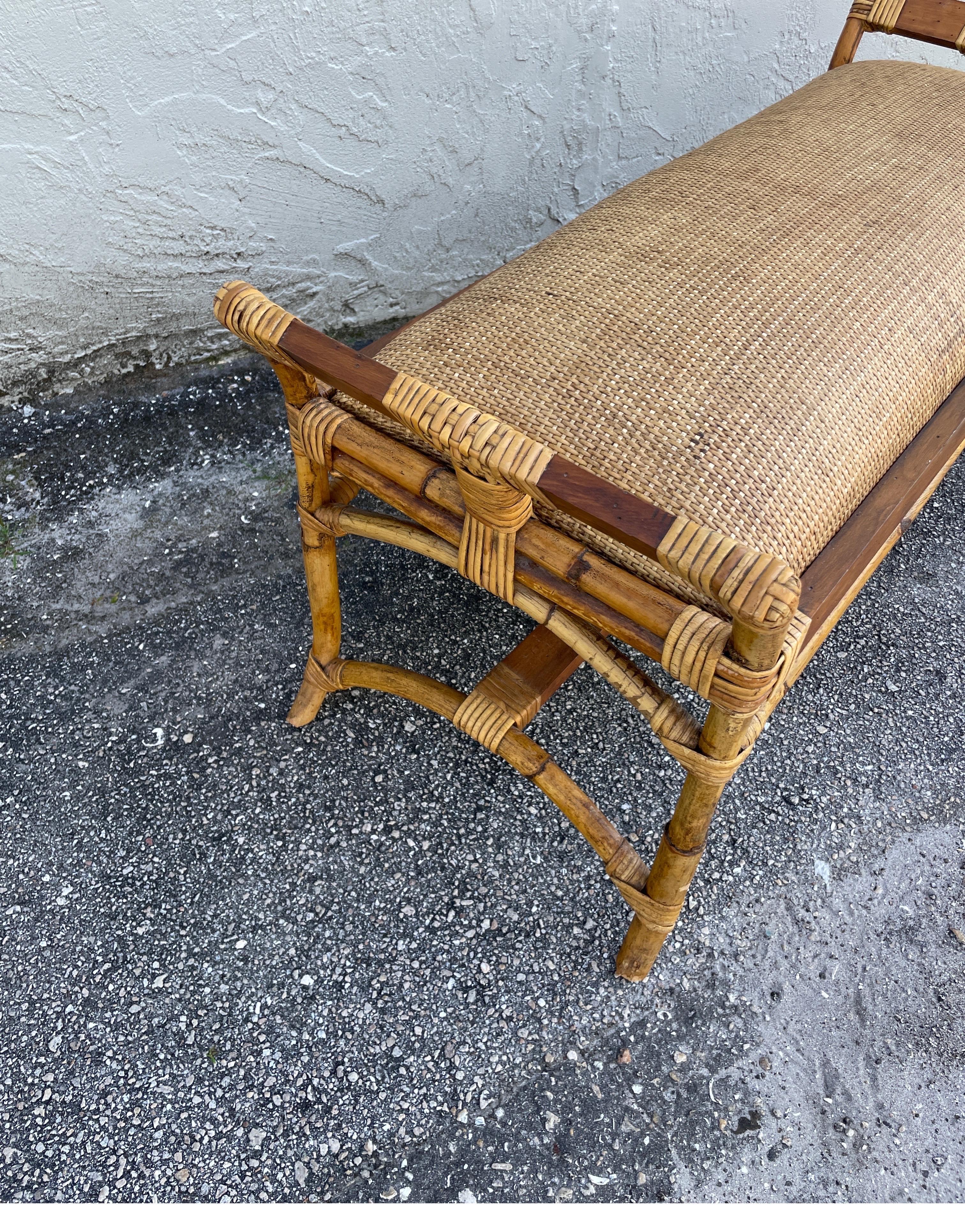 Vintage Bamboo Bench  In Good Condition For Sale In West Palm Beach, FL