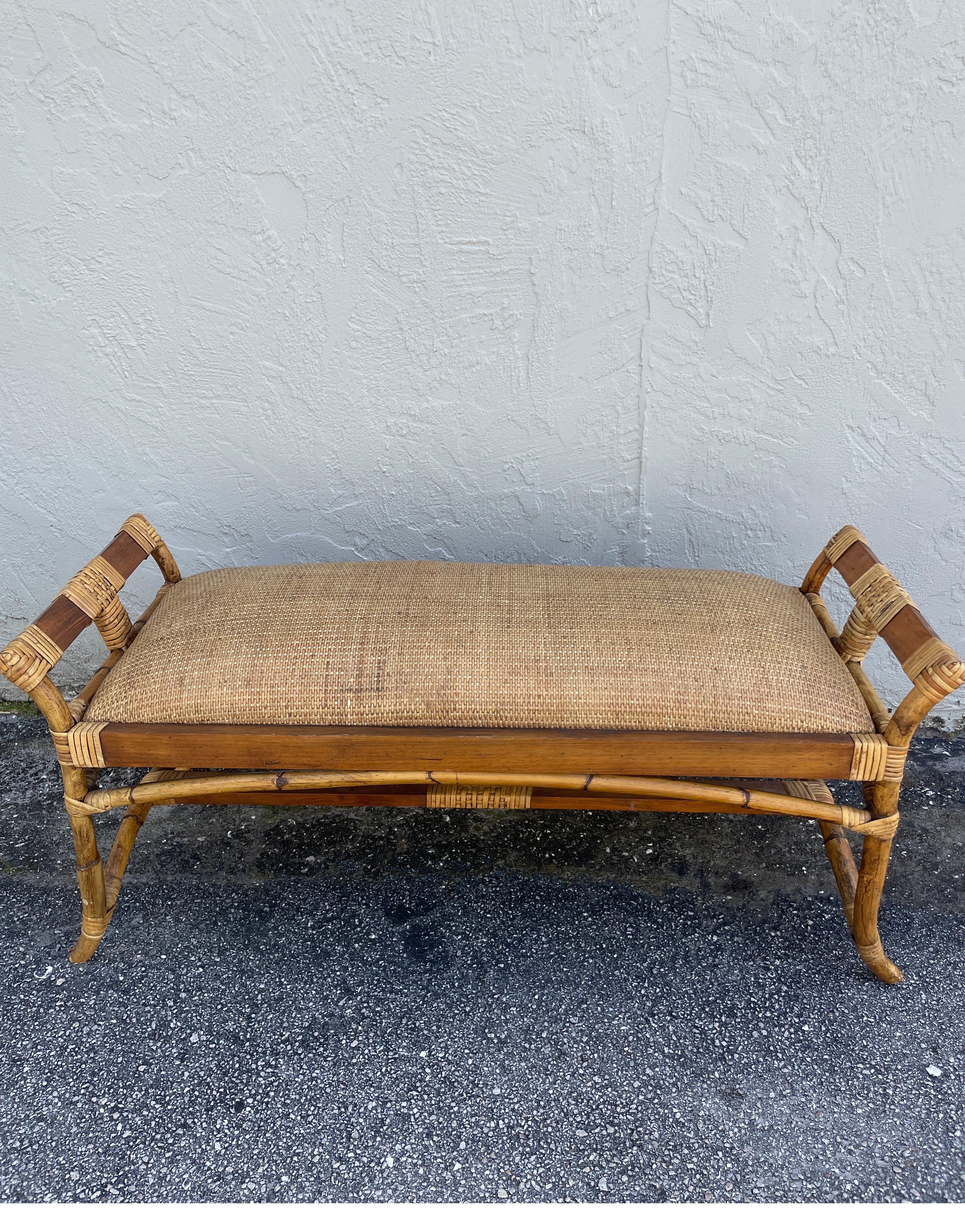 20th Century Vintage Bamboo Bench  For Sale