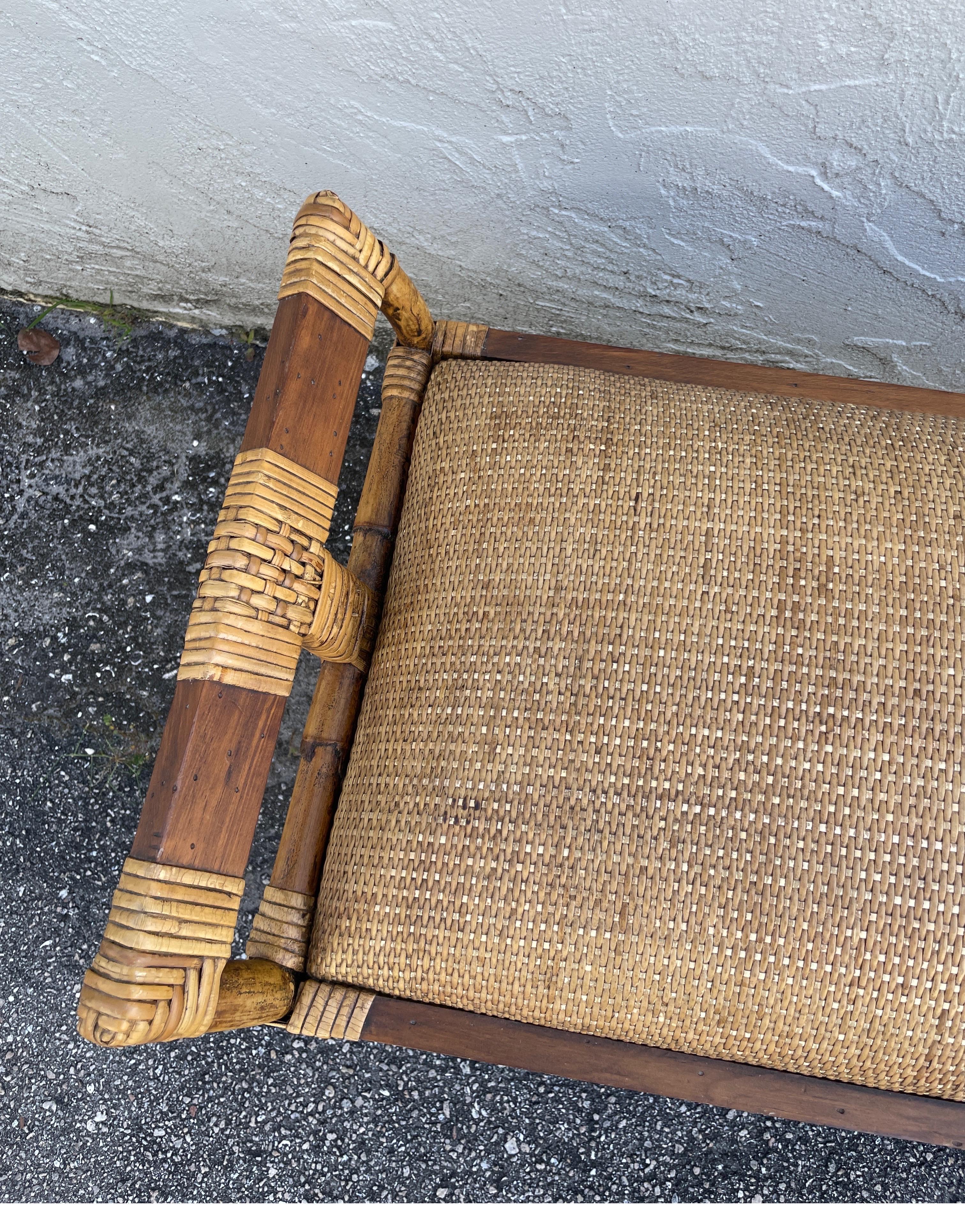 Vintage Bamboo Bench  For Sale 1