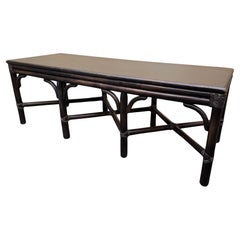 Vintage Bamboo Bench with Leather Lashing by McGuire Furniture Co.