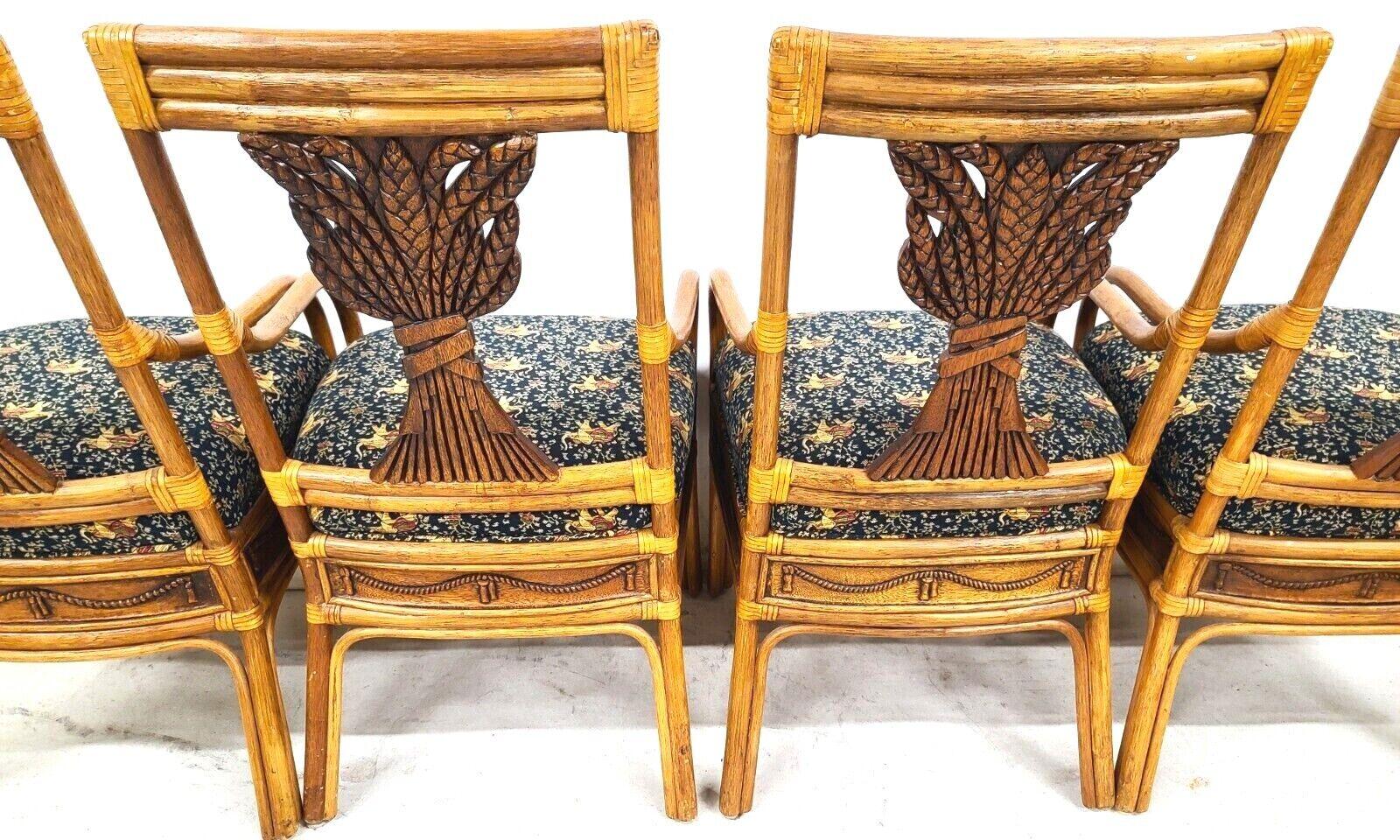 Esszimmerstühle aus Bambus, Bugholz und Rattan mit Weizenrückenlehne, 4er-Set im Angebot 7