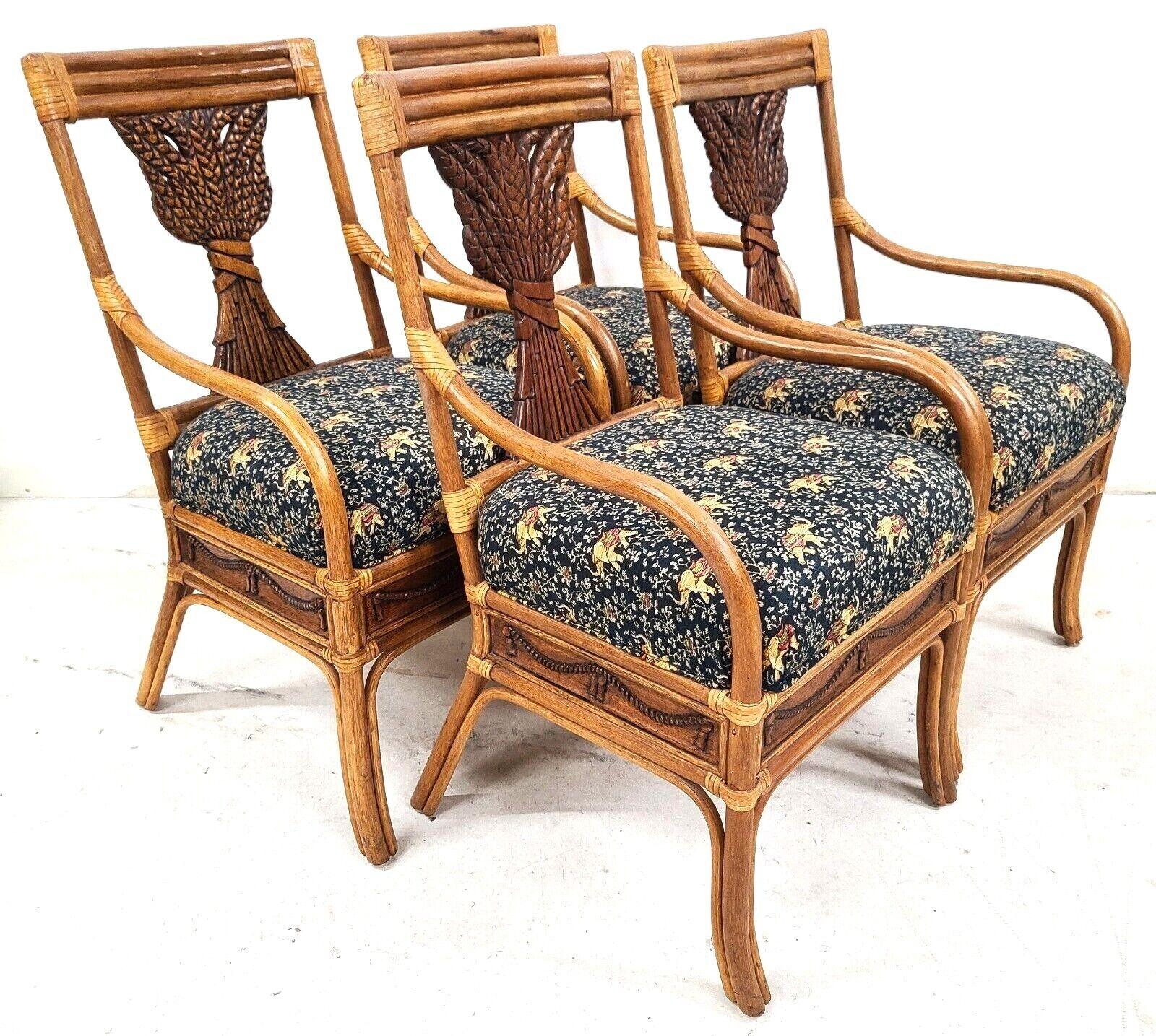 For full item description be sure to click on continue reading at the bottom of this listing.
Offering one of our recent palm beach estate fine furniture acquisitions of a
set of (4) vintage bamboo bentwood rattan wheat harvest splat back dining