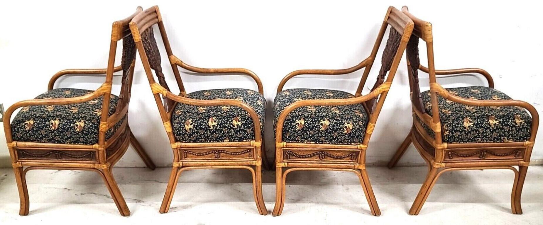 Esszimmerstühle aus Bambus, Bugholz und Rattan mit Weizenrückenlehne, 4er-Set im Angebot 4