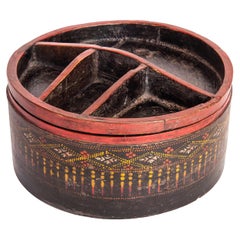 Vintage Bamboo Betel Box. Original Color, Cambodia, Early to Mid-20th Century