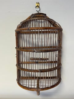 Vintage Bamboo Bird Cage Demilune