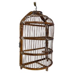 Vintage Bamboo Bird Cage Demilune