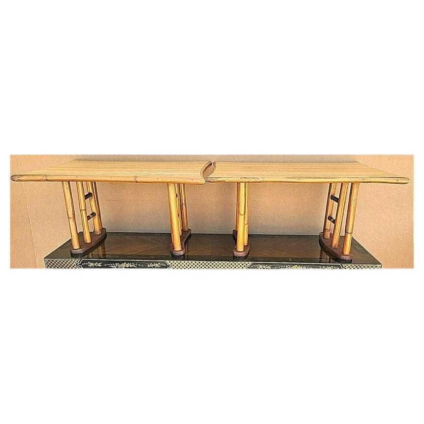 For FULL item description click on CONTINUE READING at the bottom of this page.

Offering one of our recent Palm Beach Estate Fine Furniture Acquisitions of a
vintage bamboo boho chic chinoiserie side end tables - a pair
Featuring a stain and