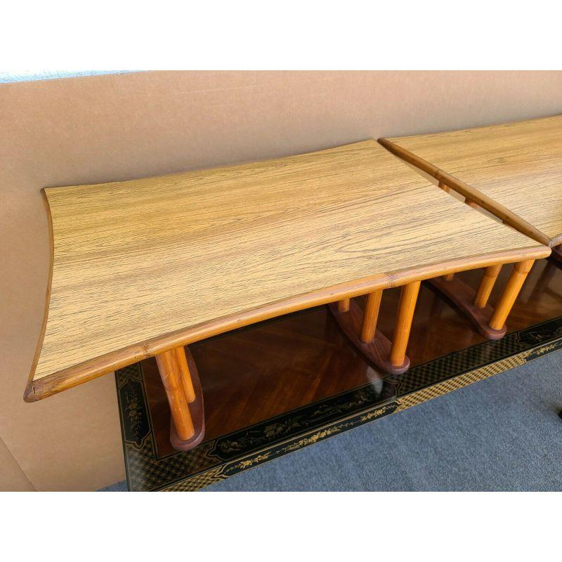 Late 20th Century Vintage Bamboo Boho Chic Chinoiserie Side End Tables For Sale