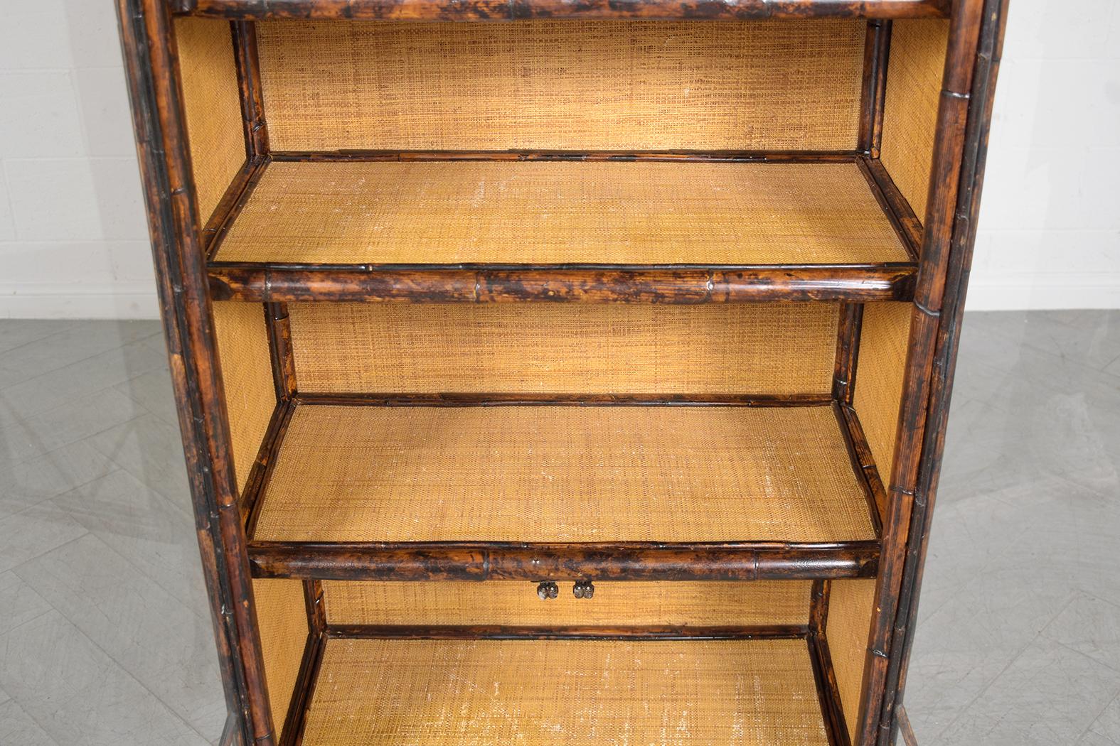 Carved Vintage Bamboo Bookcase