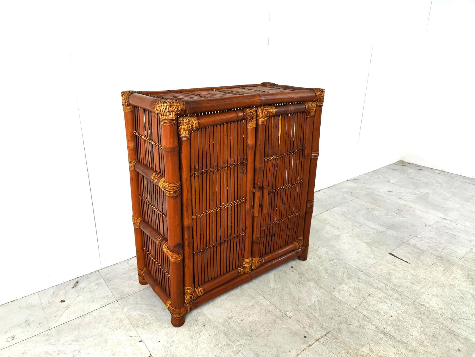 Vintage bamboo cabinet, 1970s For Sale 3