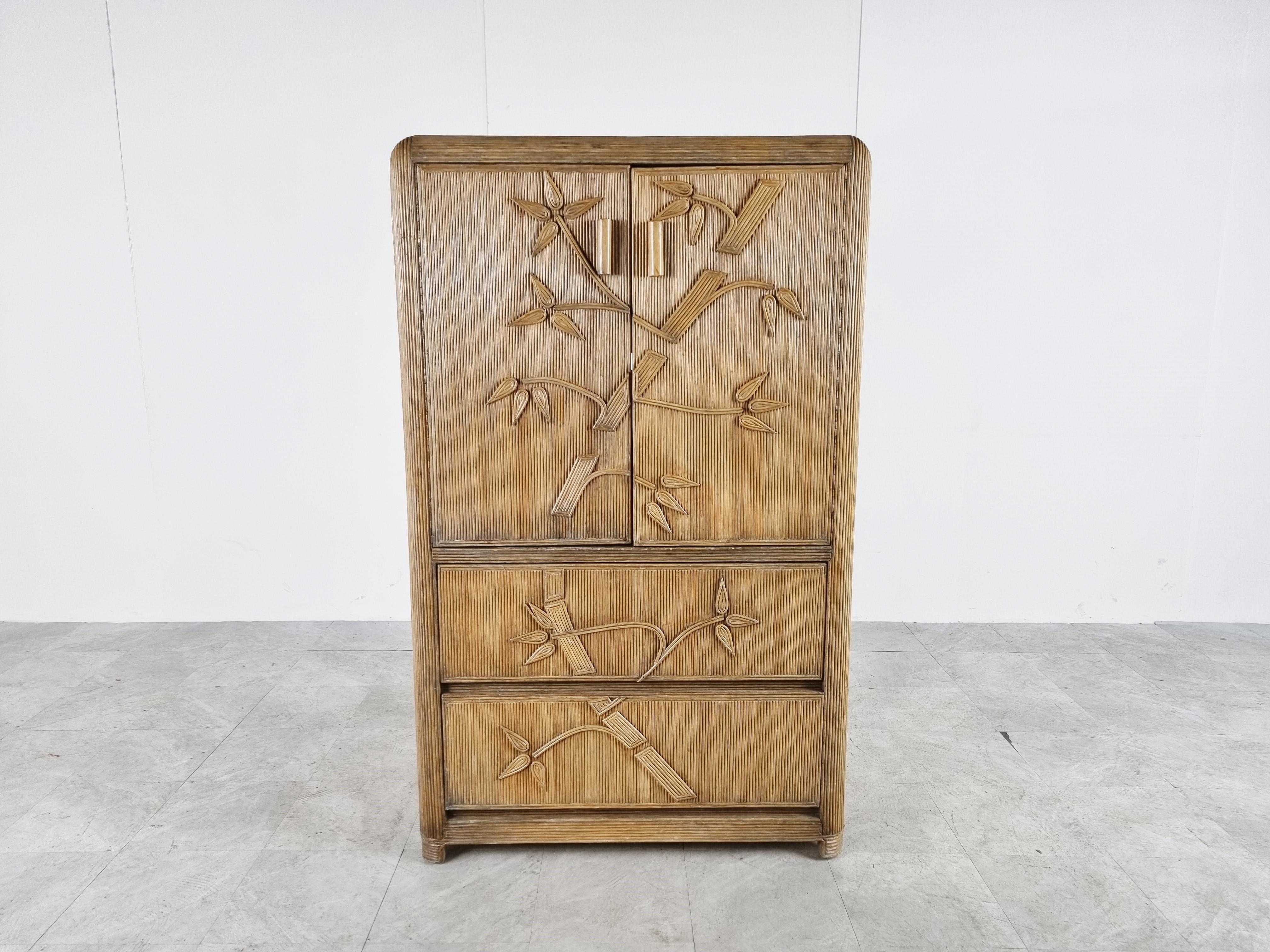 Bohemian Vintage Bamboo Cabinet, 1970s
