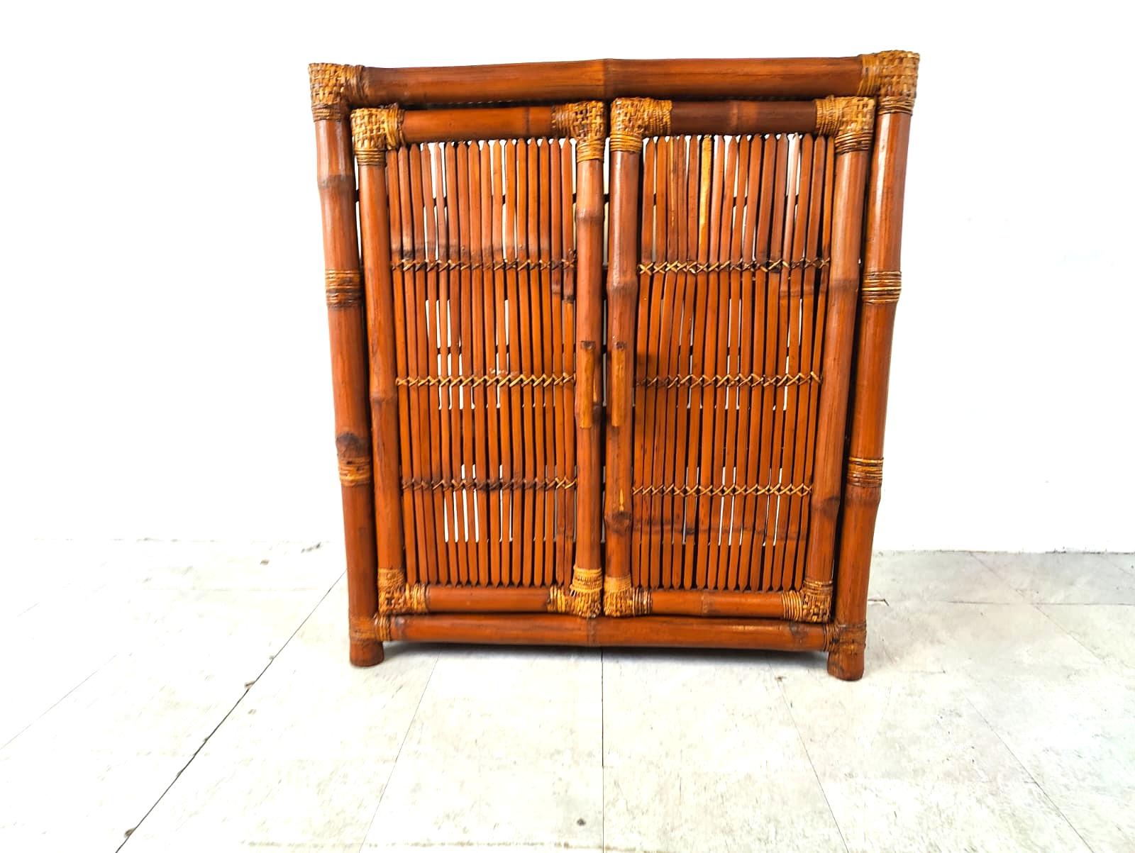 Late 20th Century Vintage bamboo cabinet, 1970s For Sale
