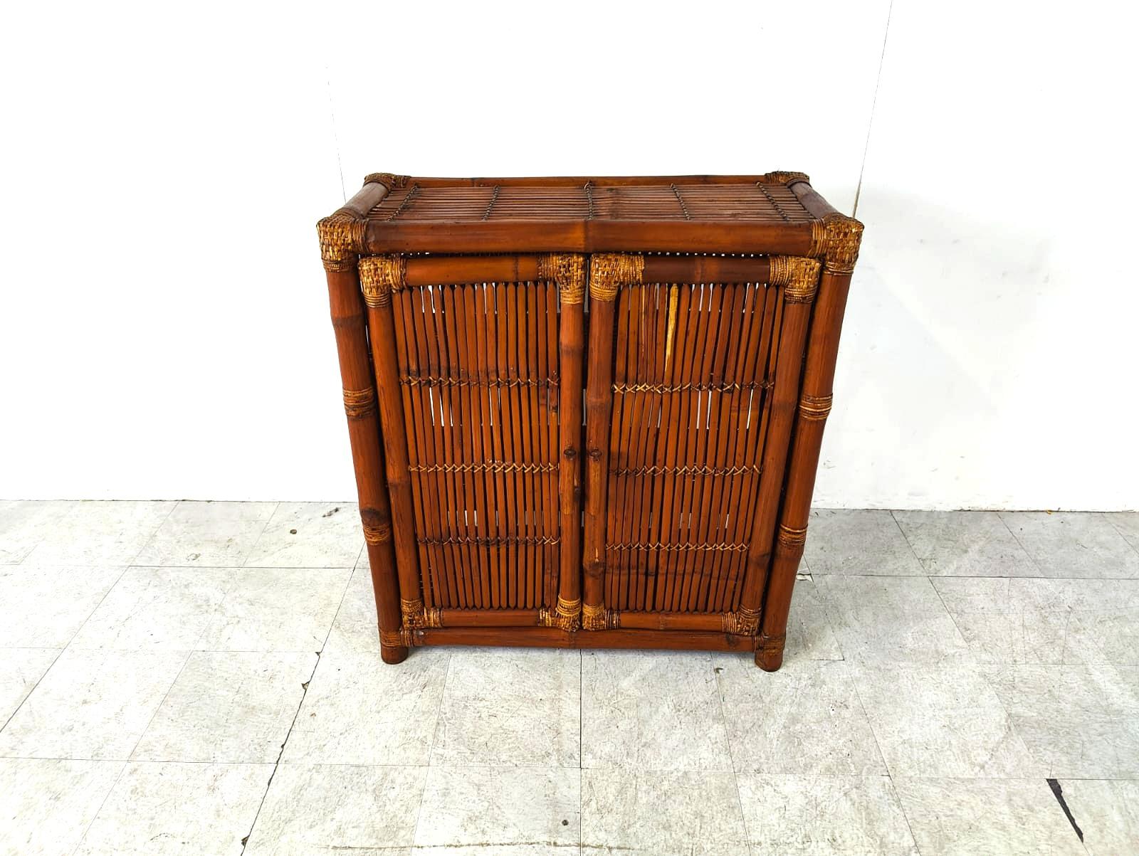Vintage bamboo cabinet, 1970s For Sale 1