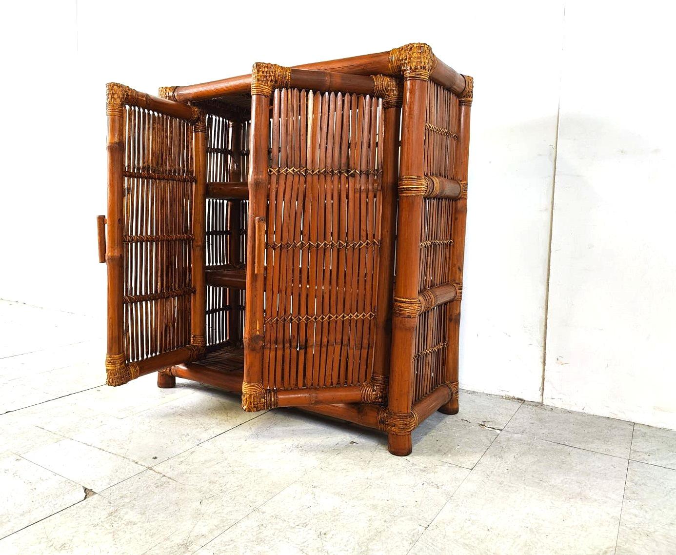 Vintage bamboo cabinet, 1970s For Sale 2
