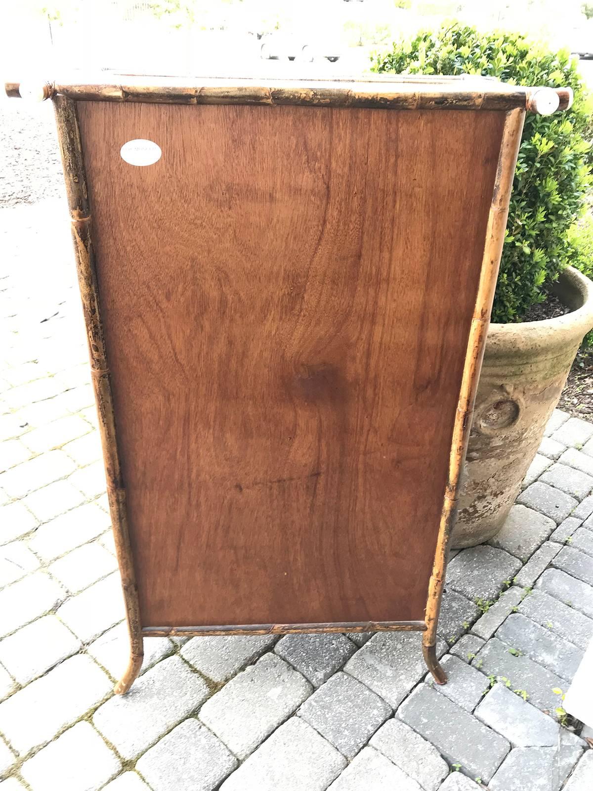 Vintage Bamboo Cabinet, Glass Panels, One Drawer 11