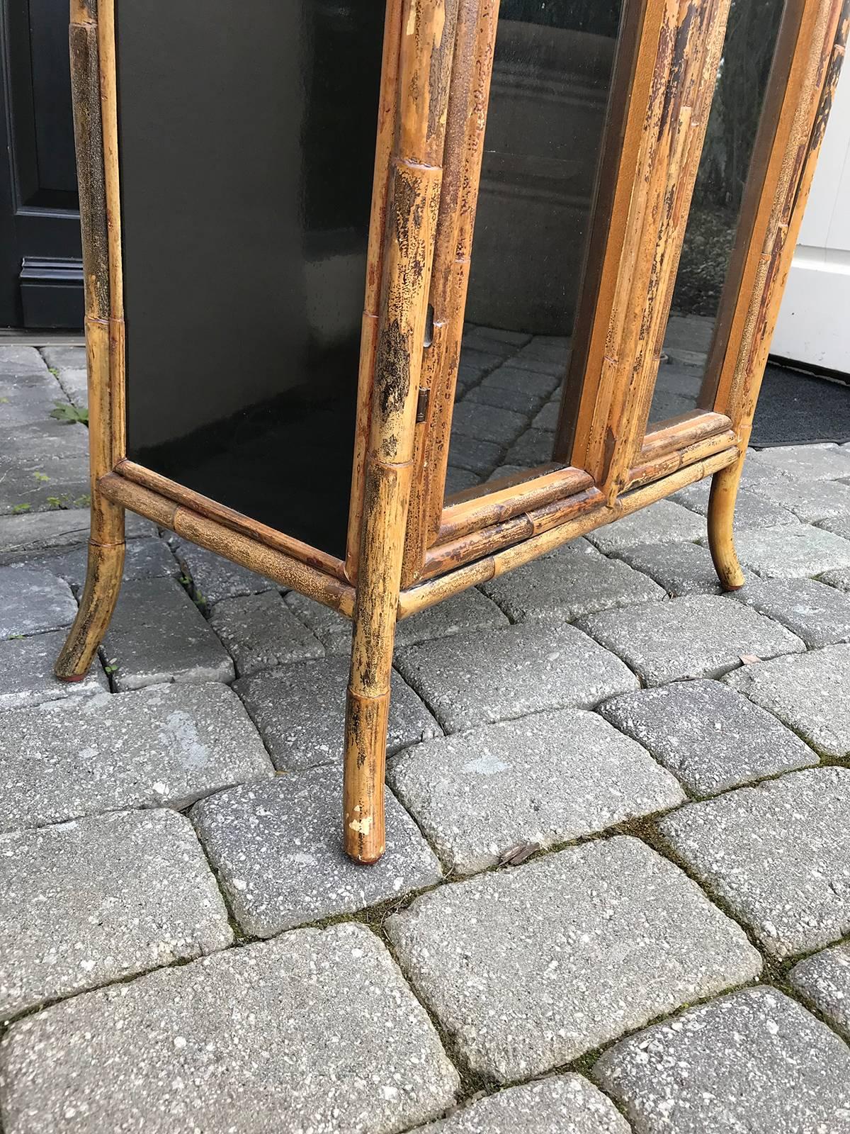 Vintage Bamboo Cabinet, Glass Panels, One Drawer 5