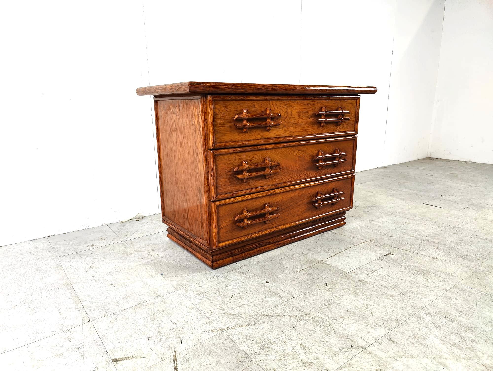 French Vintage bamboo chest of drawers by maugrion, 1970s  For Sale