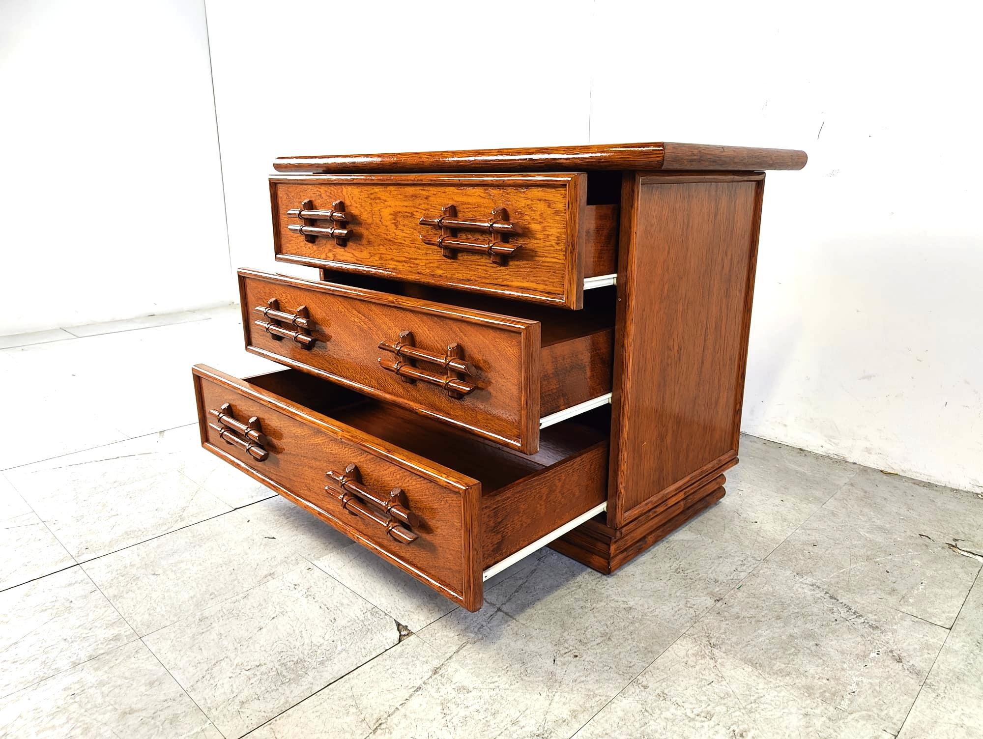 Vintage bamboo chest of drawers by maugrion, 1970s  In Good Condition For Sale In HEVERLEE, BE
