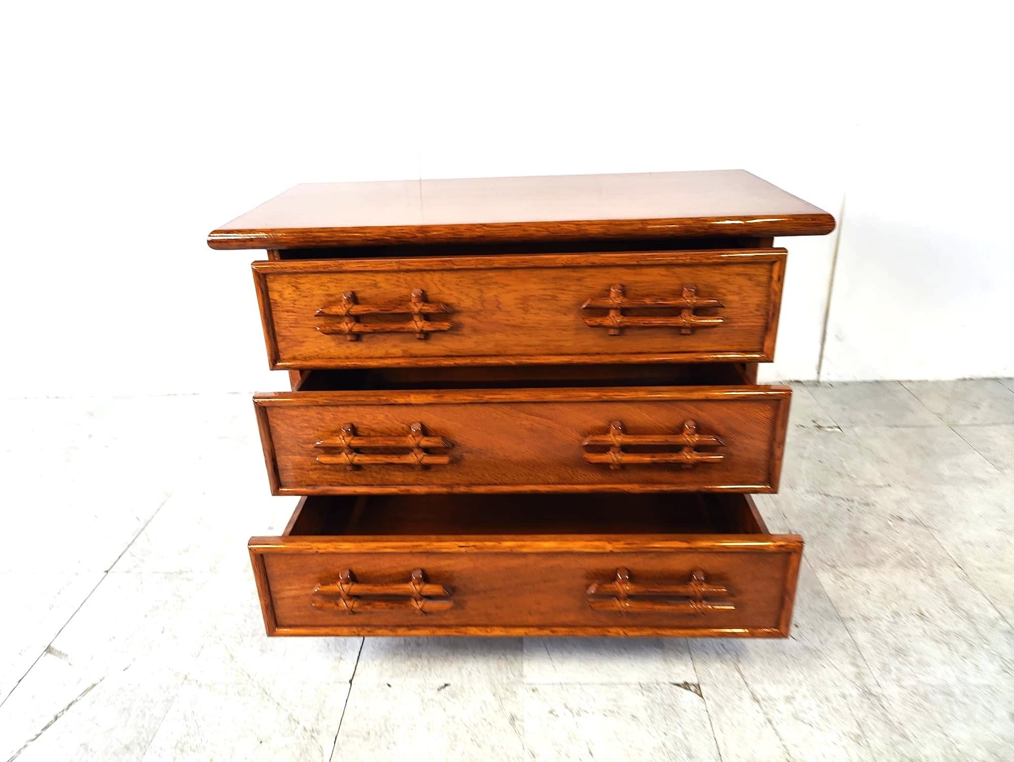 Late 20th Century Vintage bamboo chest of drawers by maugrion, 1970s  For Sale