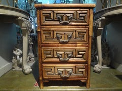 Vintage Bamboo Chest with Greek Key Design