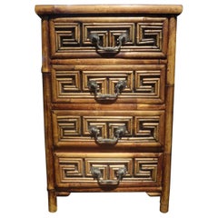 Vintage Bamboo Chest with Greek Key Design