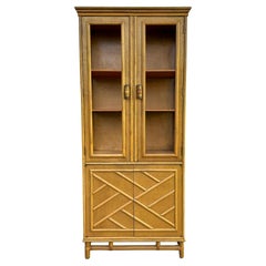 Vintage Bamboo China Cabinet in the manner of Ficks Reed Rattan