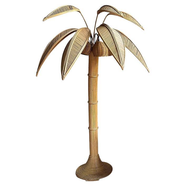Vintage bamboo coconut tree floor lamp in the style of Mario Lopez Torres