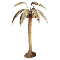 Vintage bamboo coconut tree floor lamp in the style of Mario Lopez Torres