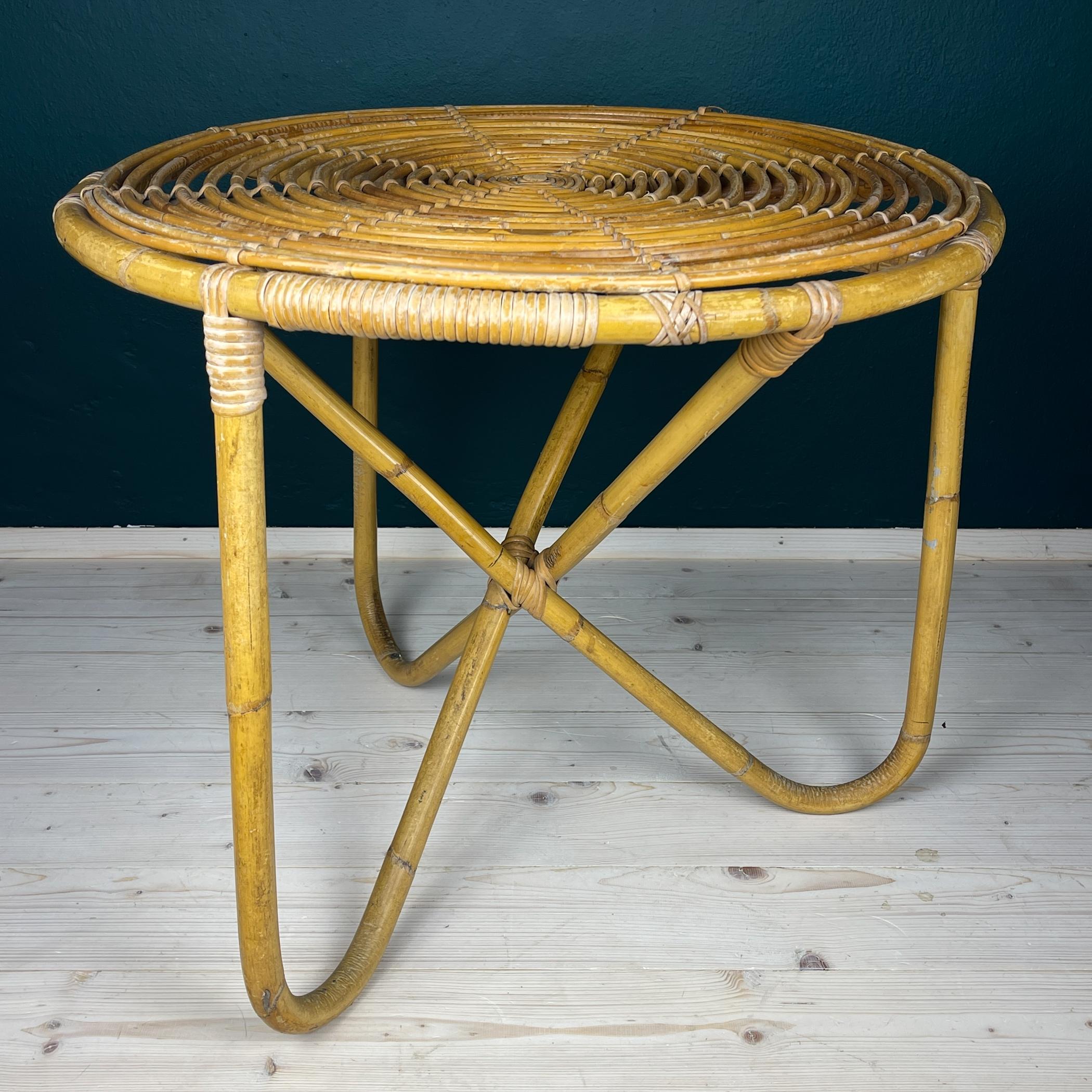 Table basse vintage en bambou, Italie, années 1960 en vente 3