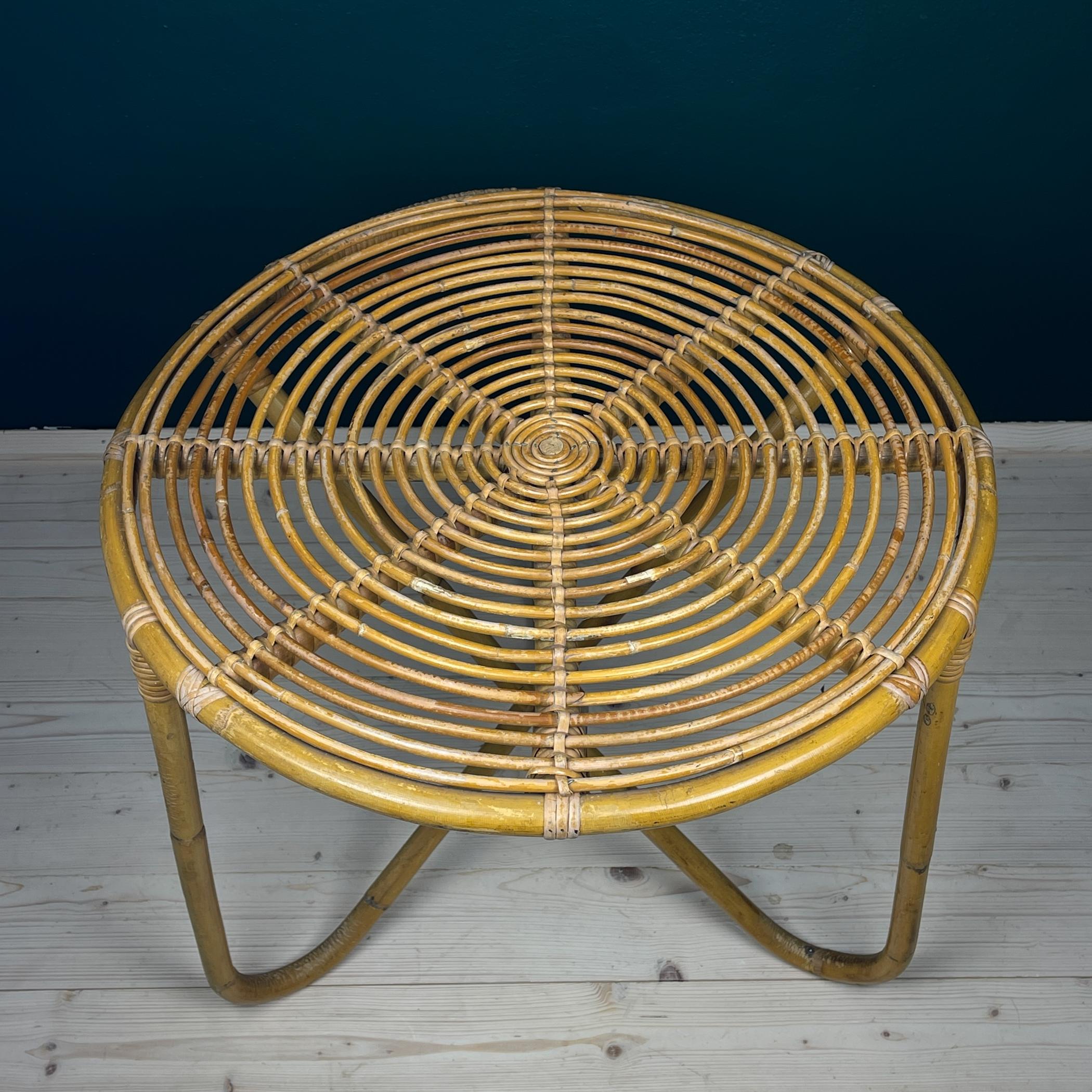Table basse vintage en bambou, Italie, années 1960 en vente 6