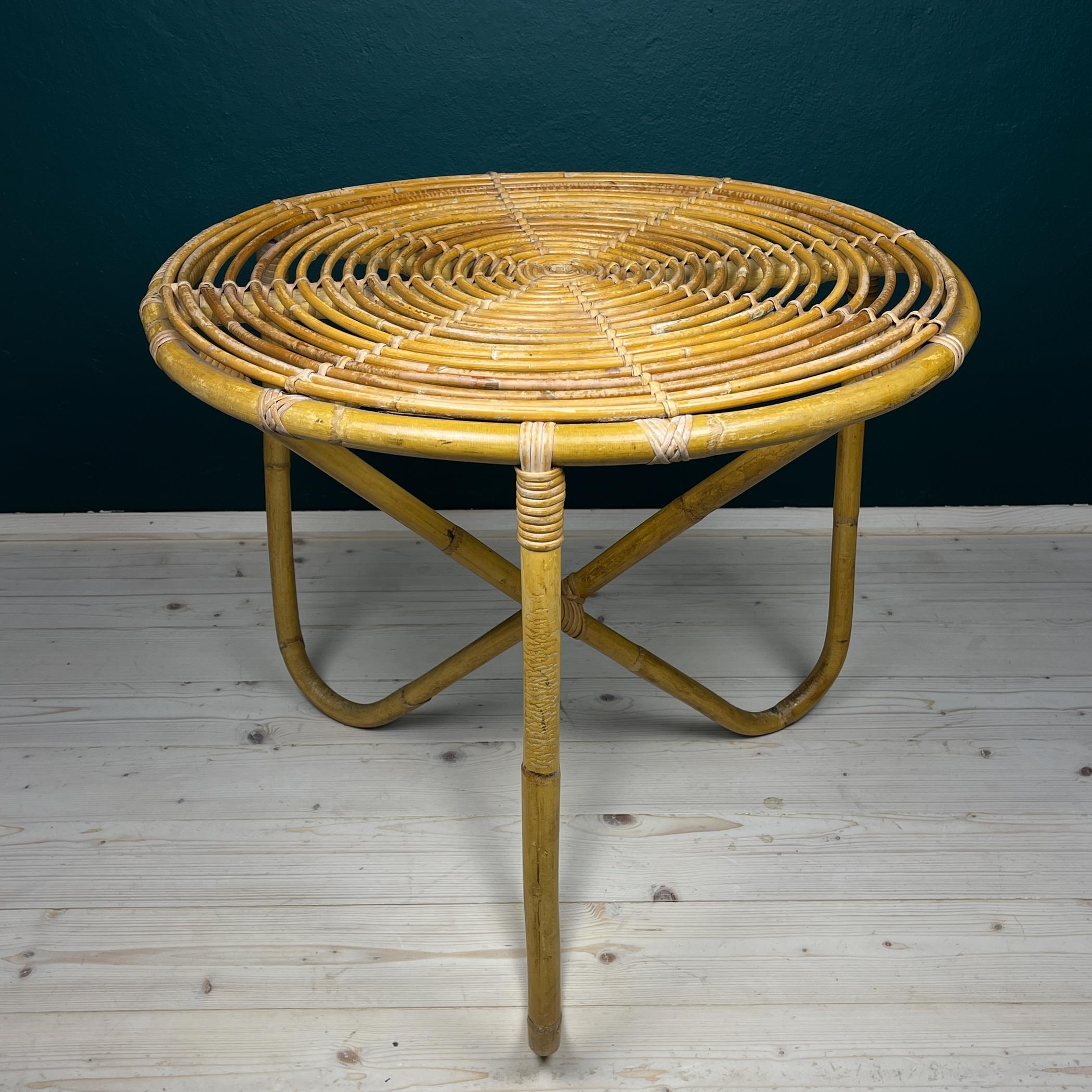 Mid-Century Modern Table basse vintage en bambou, Italie, années 1960 en vente