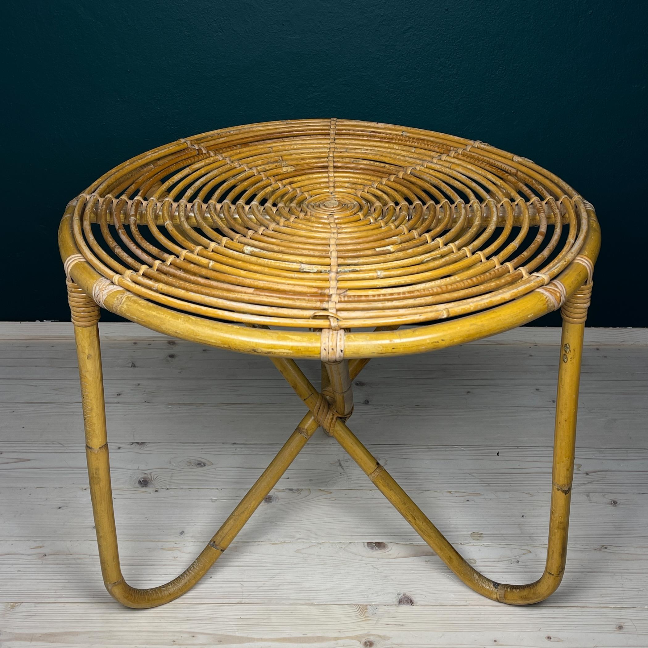 italien Table basse vintage en bambou, Italie, années 1960 en vente