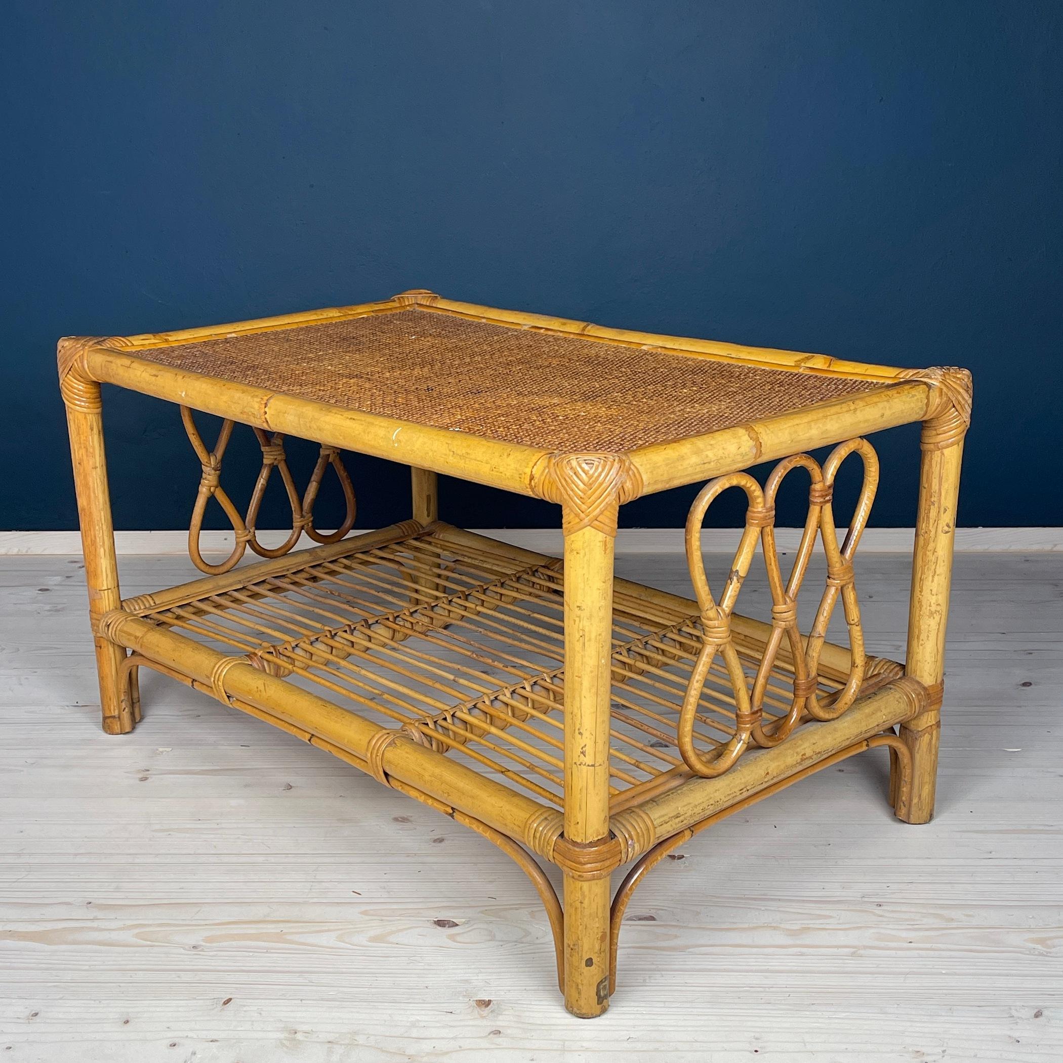 Bamboo Vintage bamboo coffee table Italy 1970s For Sale