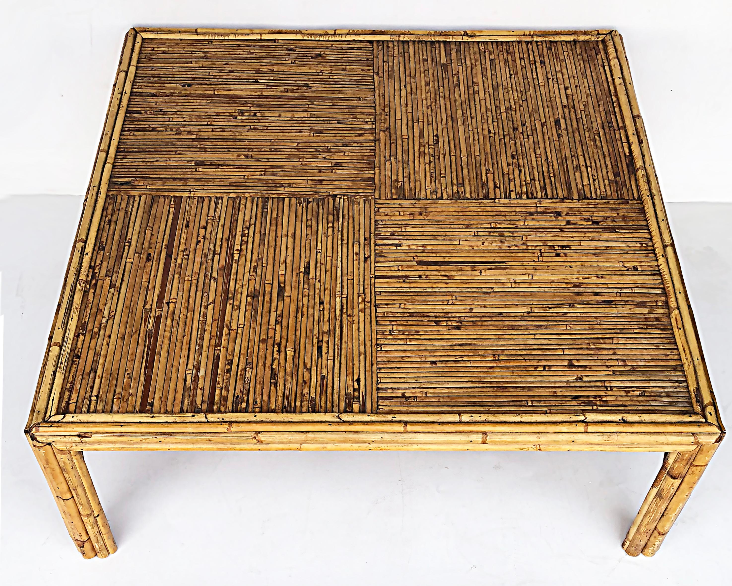 Vintage Bamboo Coffee Table, manner of Gabriella Crespi

Offered for sale is a square vintage coffee table created in bamboo in the manner of Gabriella Crespi. The legs and apron are clad in bamboo as is the table's top. this table can blend