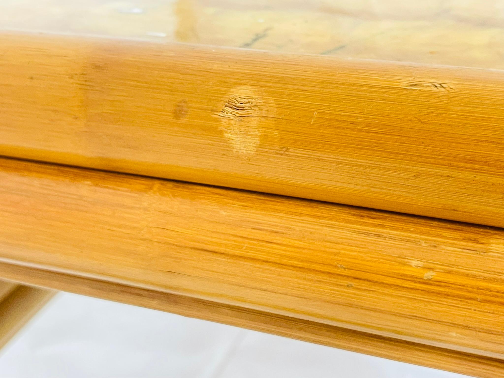 Vintage Bamboo Coffee Table with Capiz Shell Inlaid Top, 1970s For Sale 6