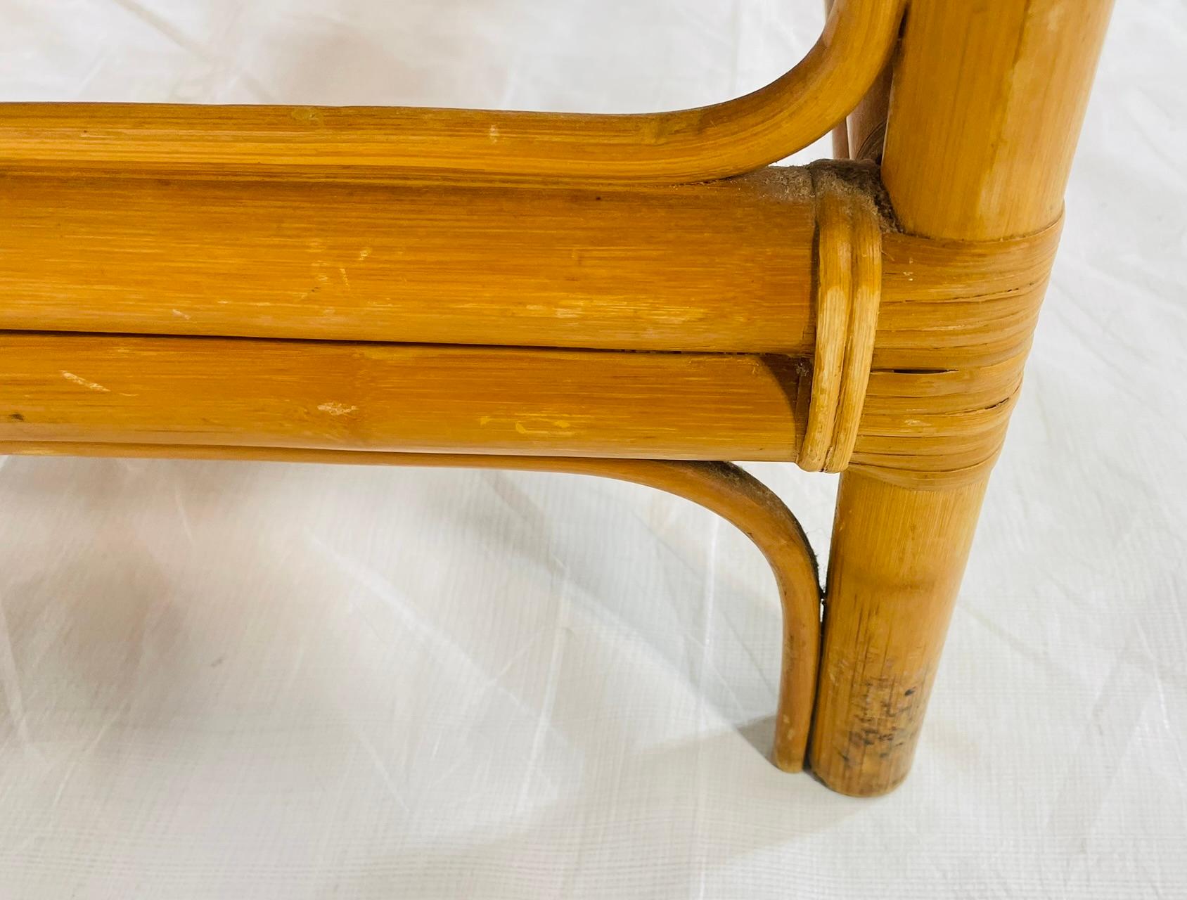 Vintage Bamboo Coffee Table with Capiz Shell Inlaid Top, 1970s For Sale 9