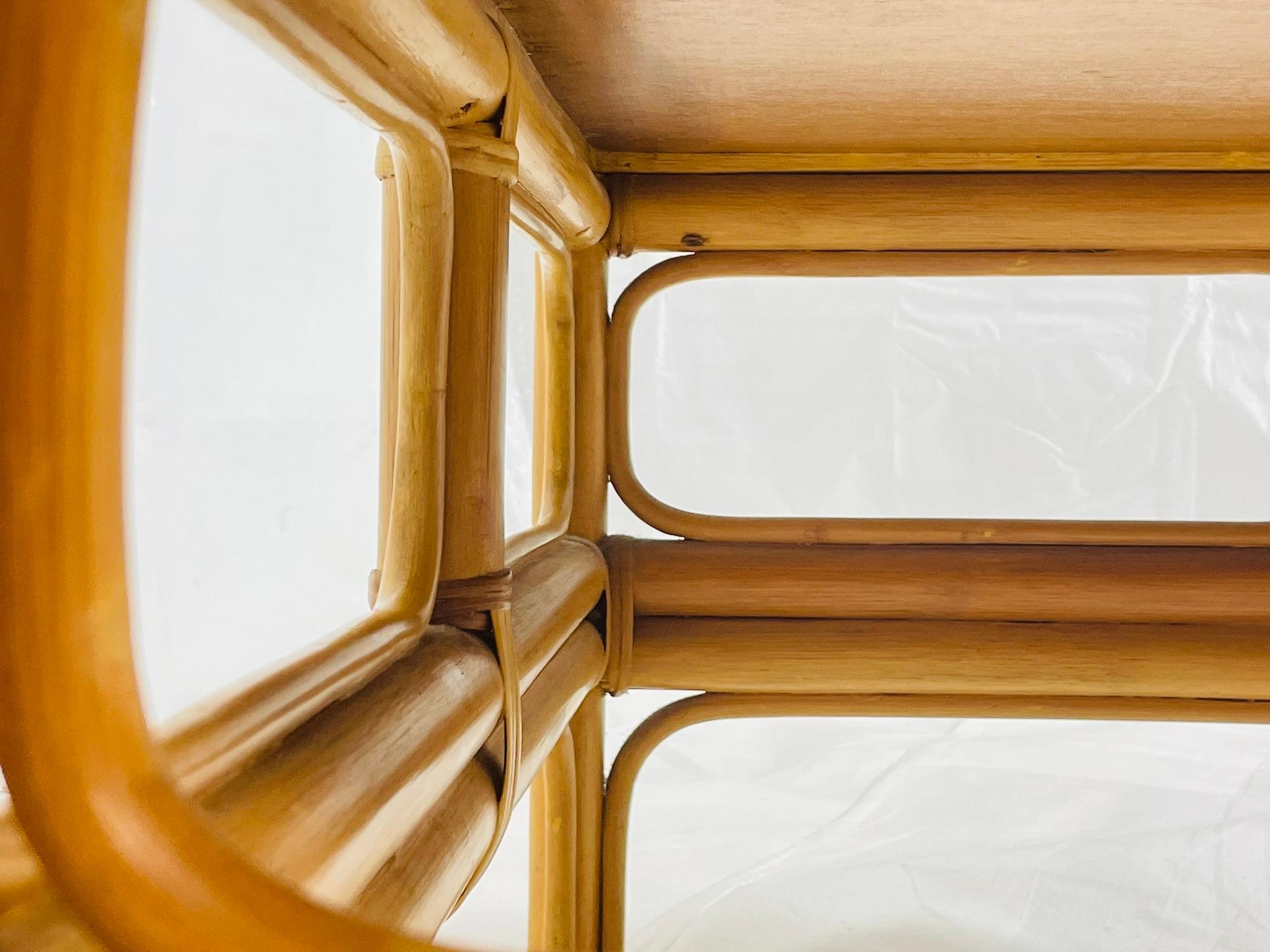 Vintage Bamboo Coffee Table with Capiz Shell Inlaid Top, 1970s For Sale 11