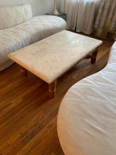 Vintage Couchtisch aus Bambus mit Steinplatte im Stil von Budji Layug