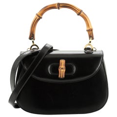 Vintage Bamboo Convertible Top Handle Bag Leather Small