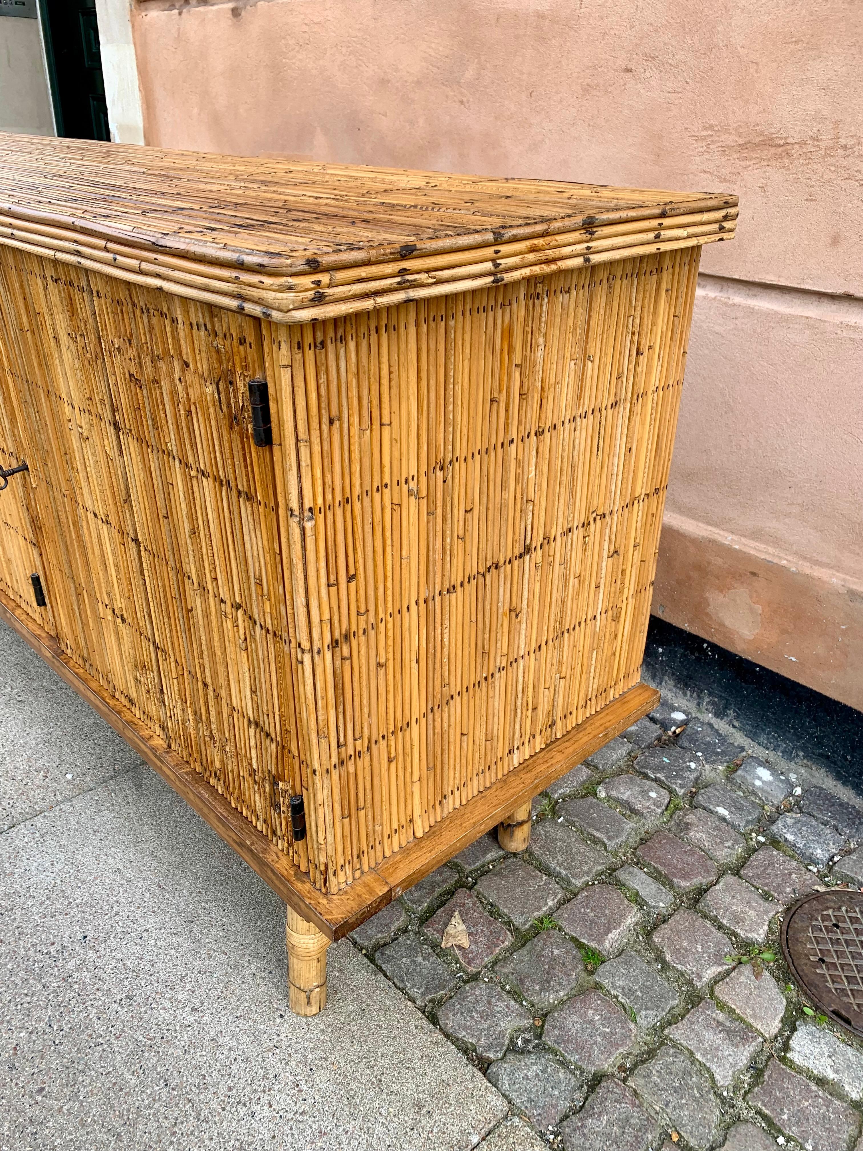 French Vintage Bamboo Credenza For Sale