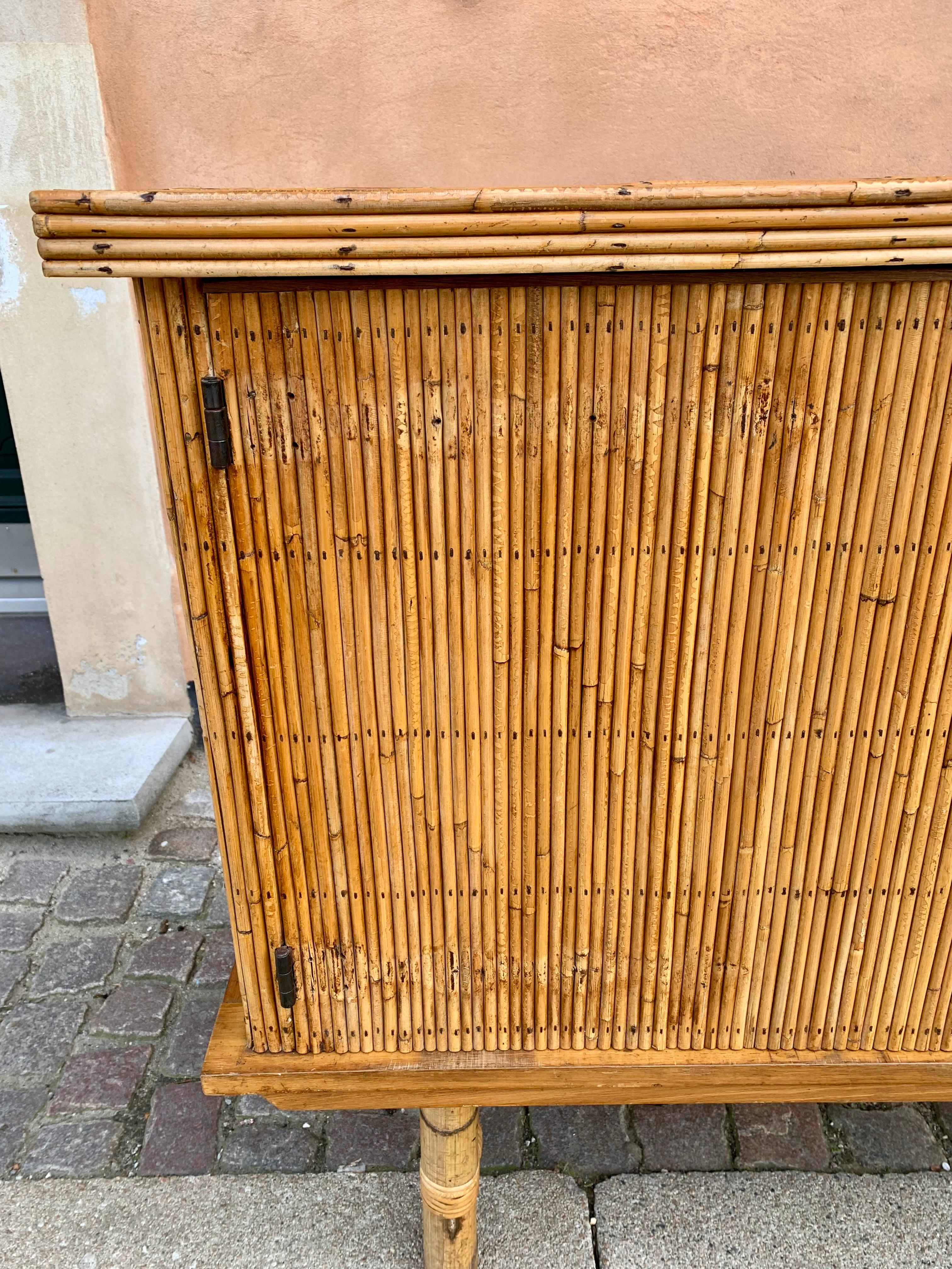 Late 20th Century Vintage Bamboo Credenza For Sale