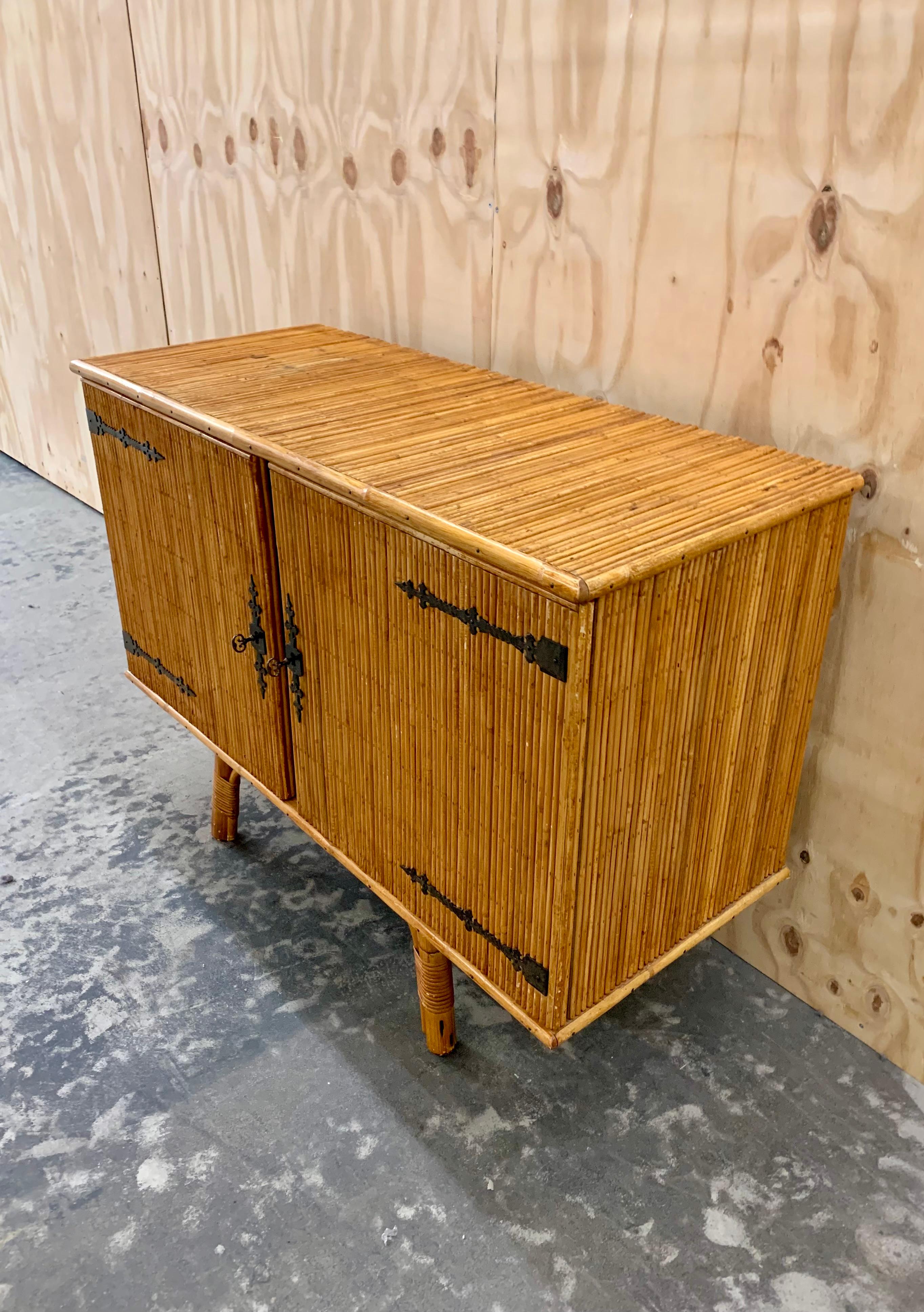 Mid-20th Century Vintage Bamboo Credenza