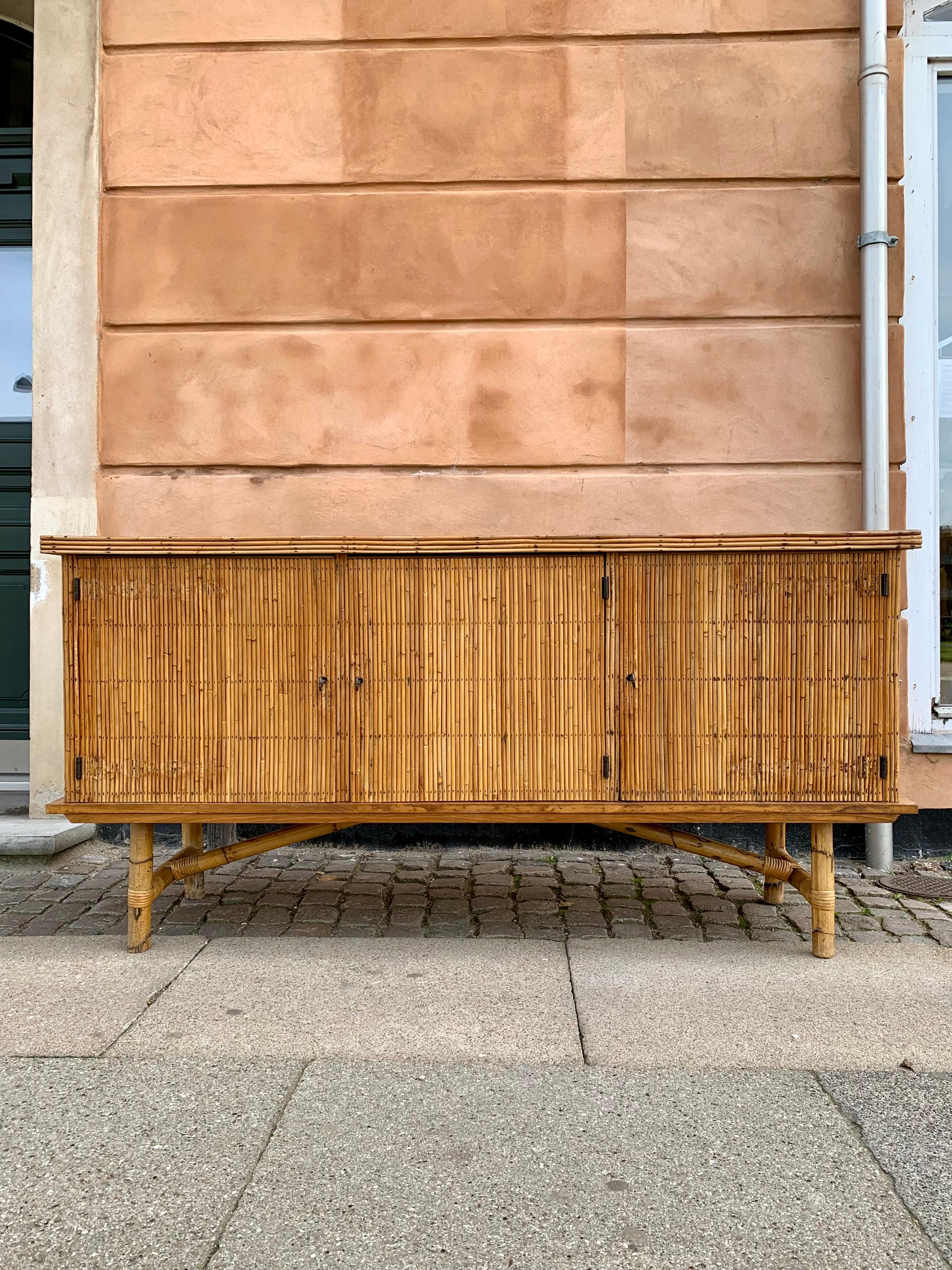 Vintage Bamboo Credenza For Sale 4
