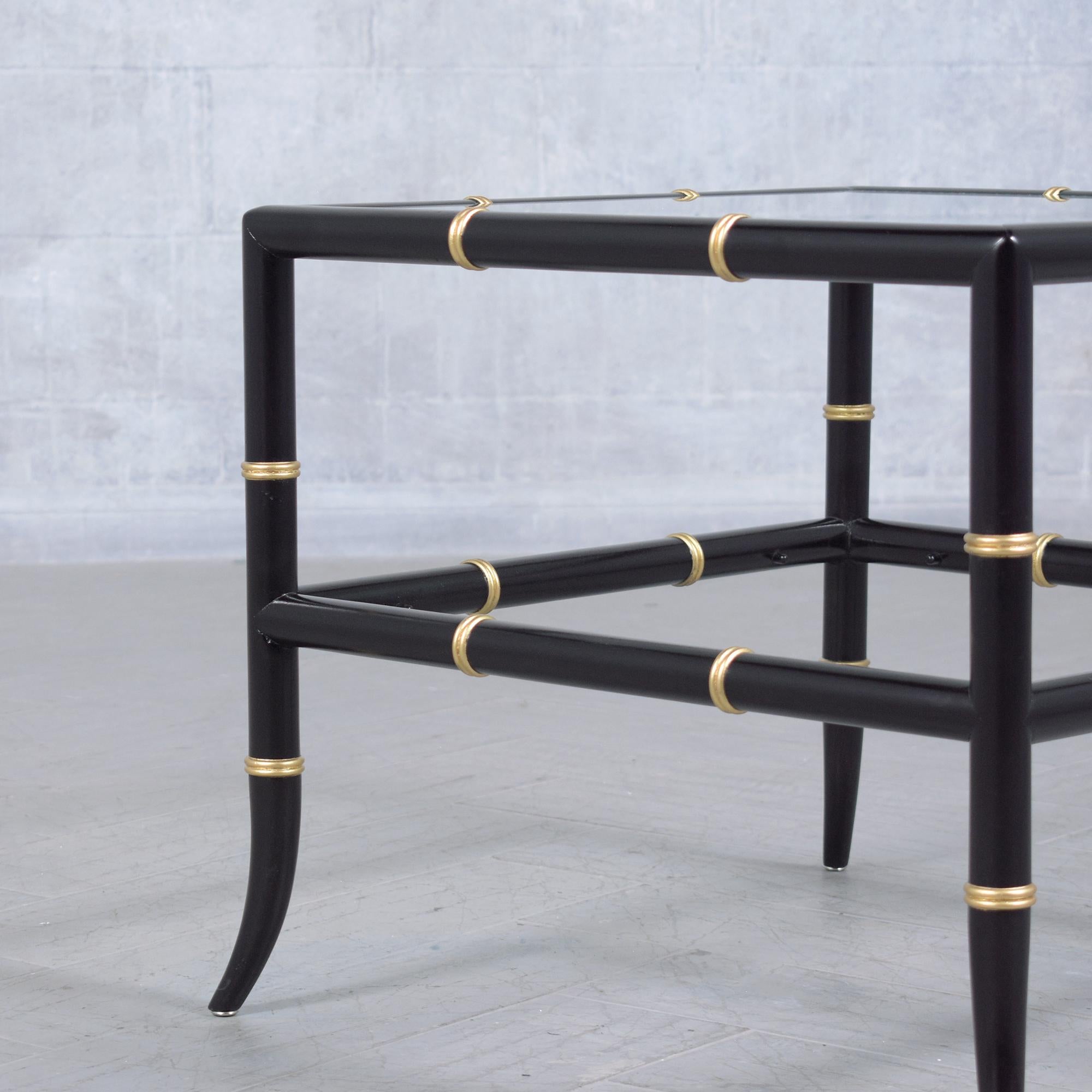 1960er Jahre Vintage End Tables mit Glasplatten: Bamboo Design Elegance Restauriert im Angebot 3