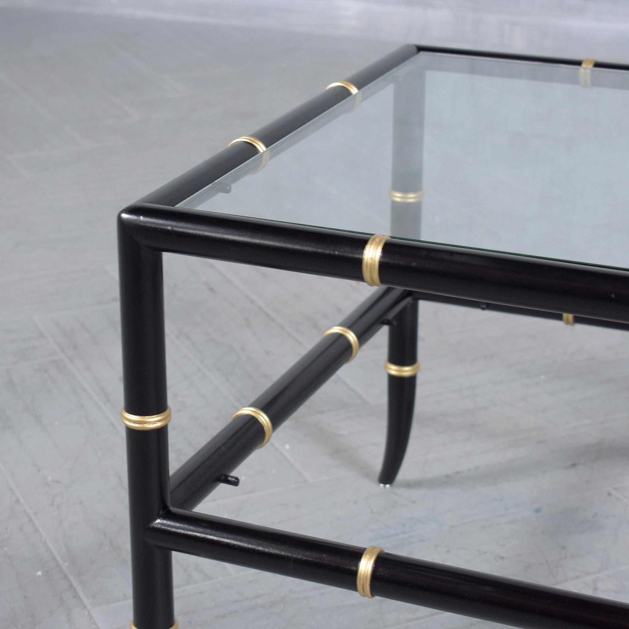 1960s Vintage End Tables with Glass Tops: Bamboo Design Elegance Restored For Sale 4