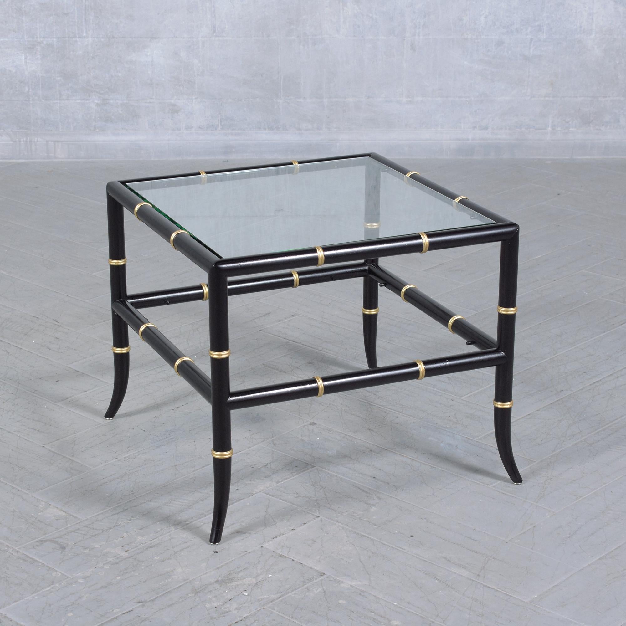 1960er Jahre Vintage End Tables mit Glasplatten: Bamboo Design Elegance Restauriert im Angebot 1
