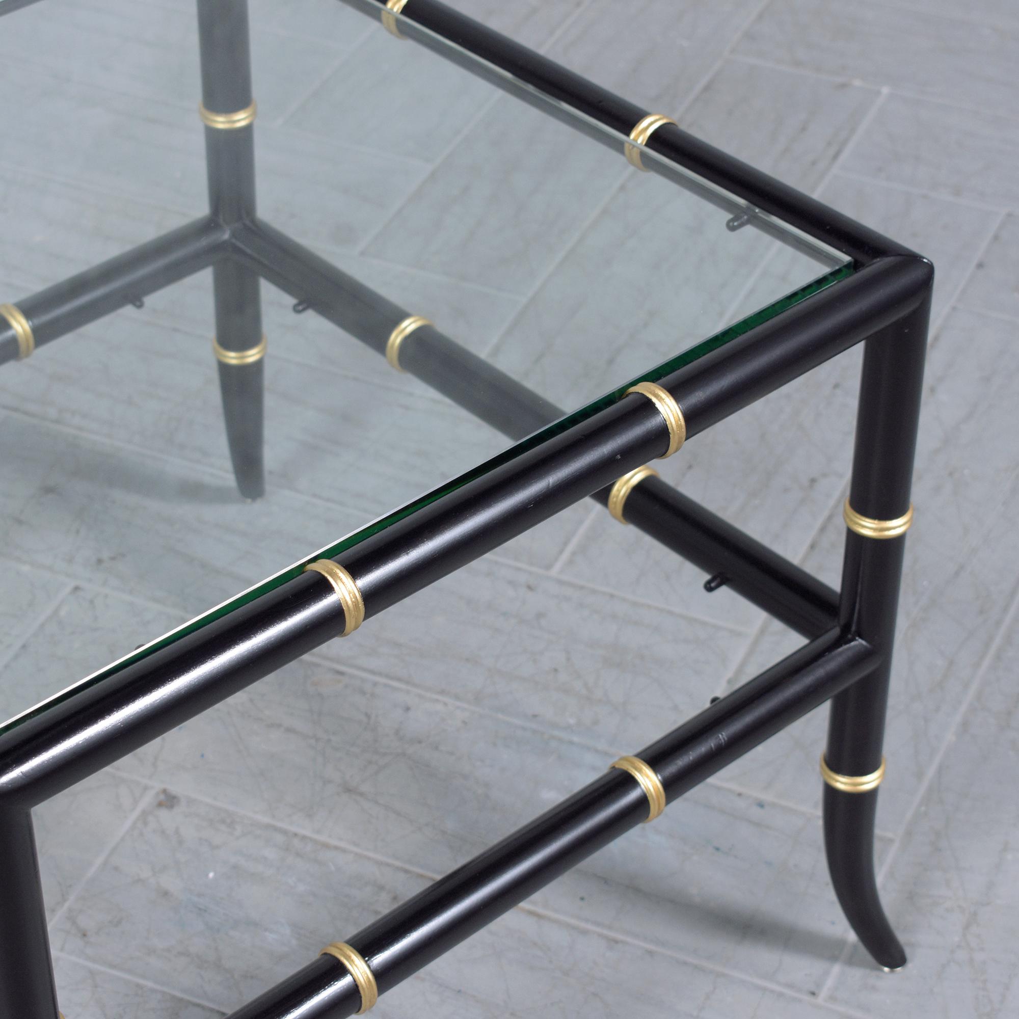 1960er Jahre Vintage End Tables mit Glasplatten: Bamboo Design Elegance Restauriert im Angebot 2