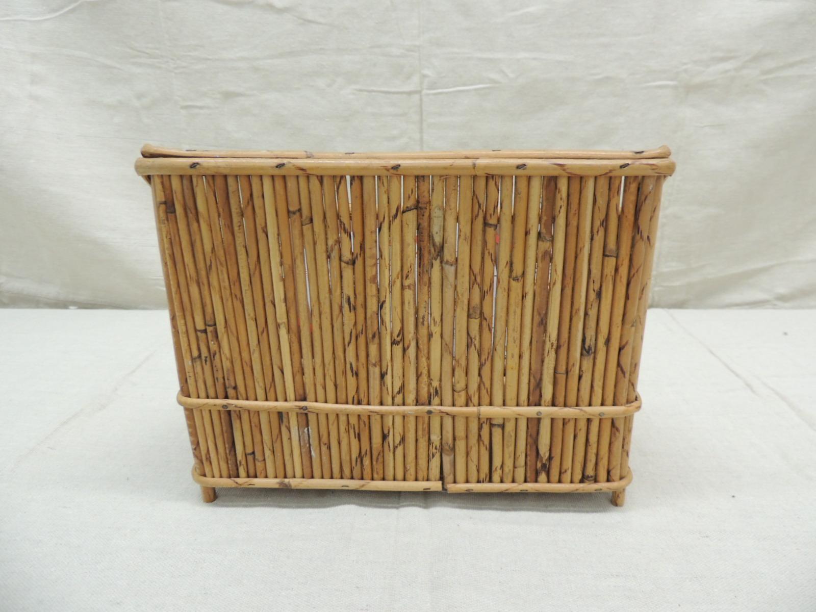 Hand-Crafted Vintage Bamboo Desk Accessory Letter Holder